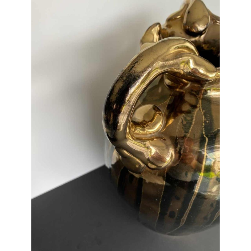 Louis Auguste Dage, vase en céramique mordorée