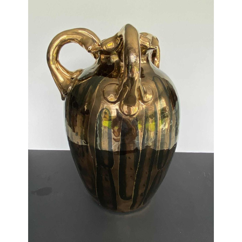 Louis Auguste Dage, vase en céramique mordorée