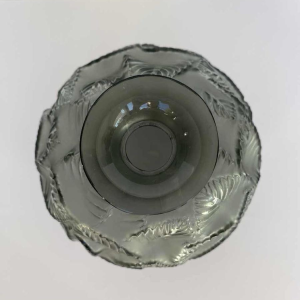 R. Lalique, Art Deco Ormeaux or Feuillage ball vase, matt and gloss grey glass, 1926
