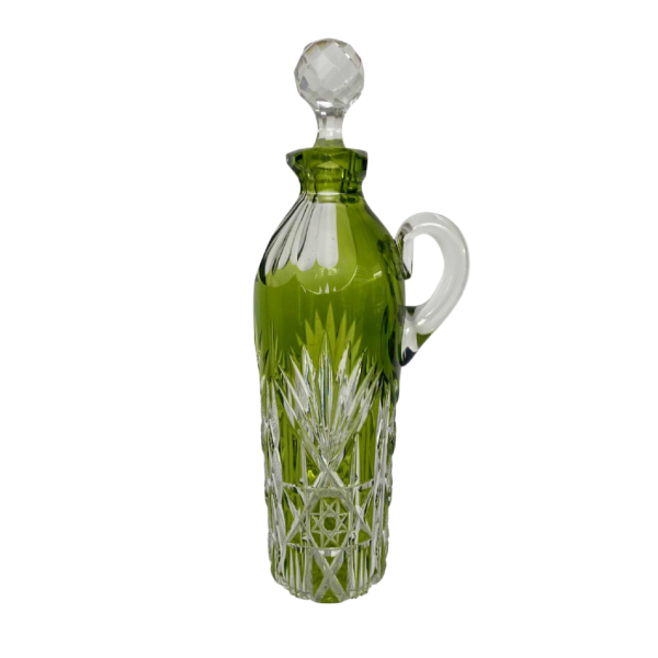 Val-Saint-Lambert, carafe / pichet à liqueur en cristal taillé doublé vert, début XXe s