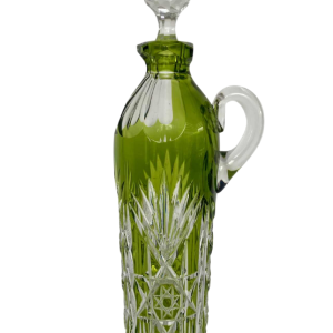 Val-Saint-Lambert, green-lined cut crystal liqueur carafe/pitcher, early 20th century