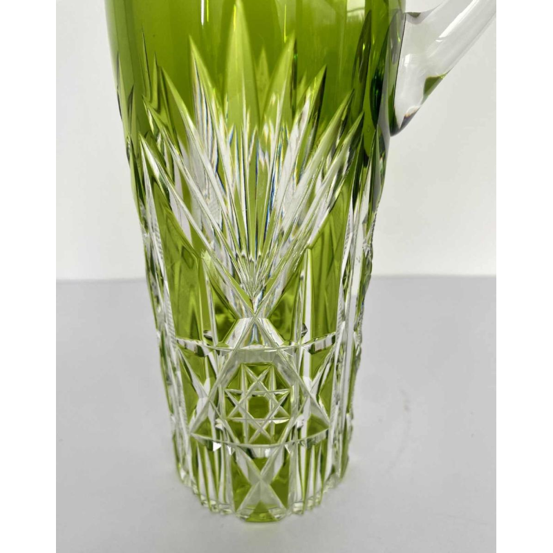 Val-Saint-Lambert, carafe / pichet à liqueur en cristal taillé doublé vert, début XXe s