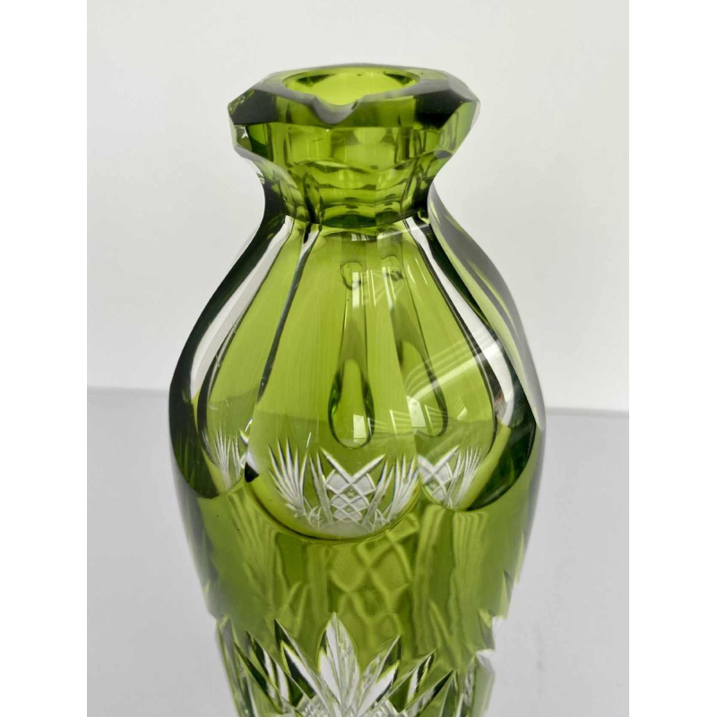 Val-Saint-Lambert, carafe / pichet à liqueur en cristal taillé doublé vert, début XXe s