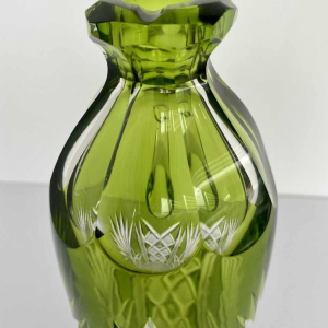Val-Saint-Lambert, carafe / pichet à liqueur en cristal taillé doublé vert, début XXe s