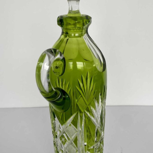 Val-Saint-Lambert, green-lined cut crystal liqueur carafe/pitcher, early 20th century