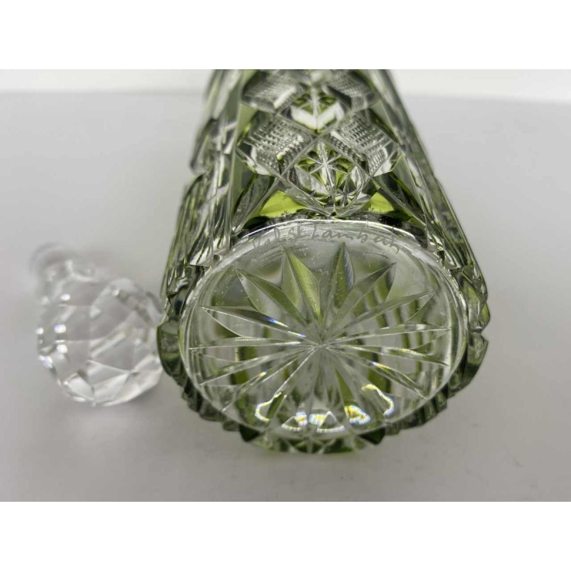 Val-Saint-Lambert, green-lined cut crystal liqueur carafe/pitcher, early 20th century