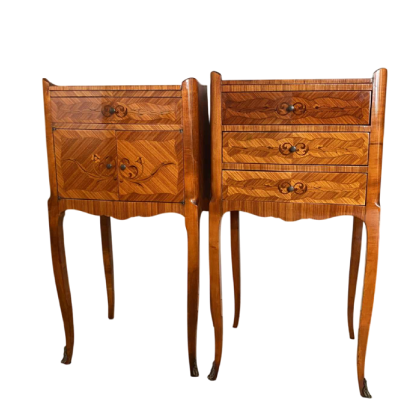 Two matching pieces of furniture, Louis XV-style bedside tables - Transition