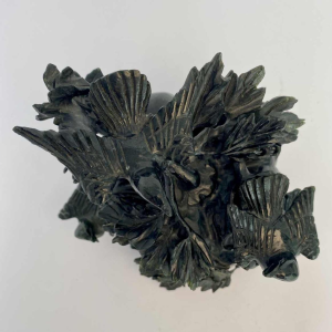 Boite en néphrite sculptée, potiron garni de feuilles et d'oiseaux