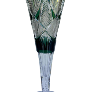 Val-Saint-Lambert, tall 'Sheffel' vase (46 cm), rich cut crystal with green lining, ca 1905