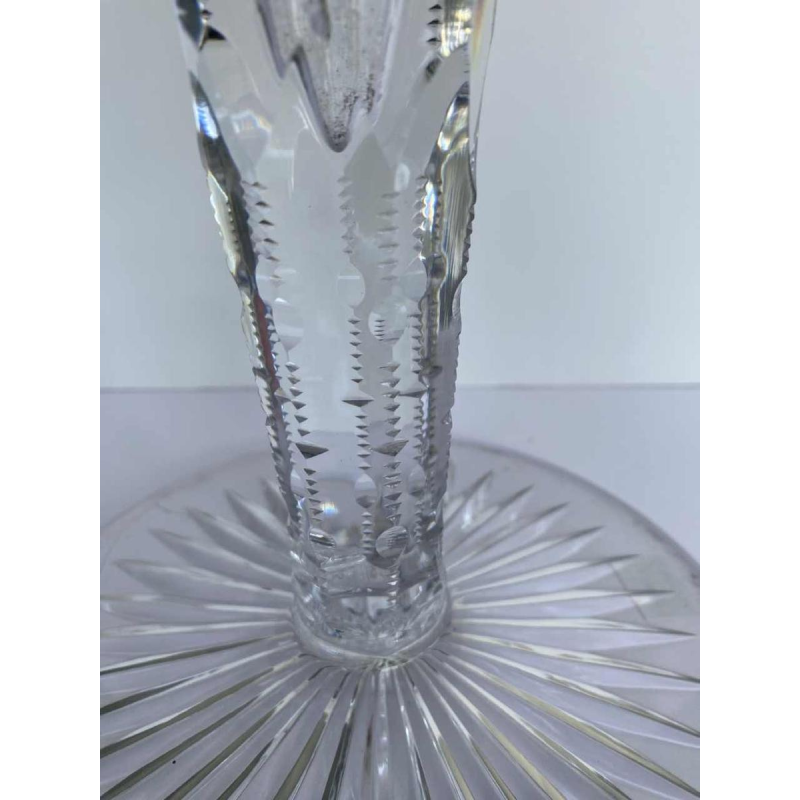 Val-Saint-Lambert, haut vase 'Sheffel' (46 cm), cristal taille riche doublé vert, ca 1905