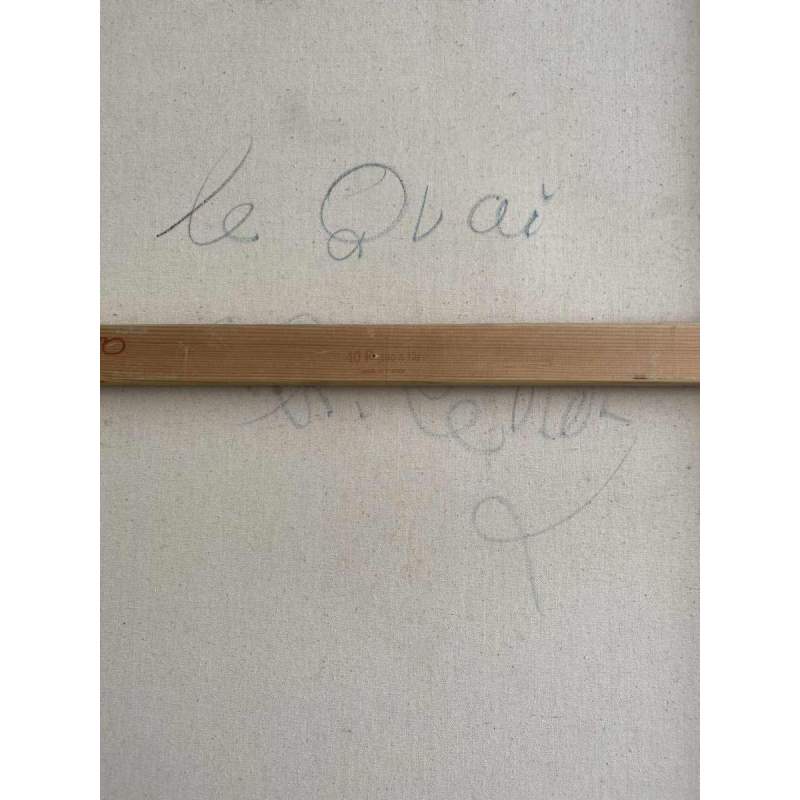 Charles Levier “ Le Quai“ tableau huile sur toile, style “trente glorieuses“, XXe s