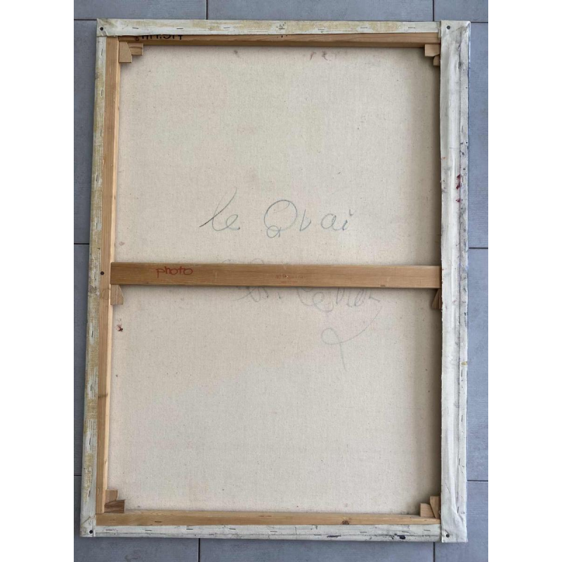 Charles Levier “ Le Quai“ tableau huile sur toile, style “trente glorieuses“, XXe s