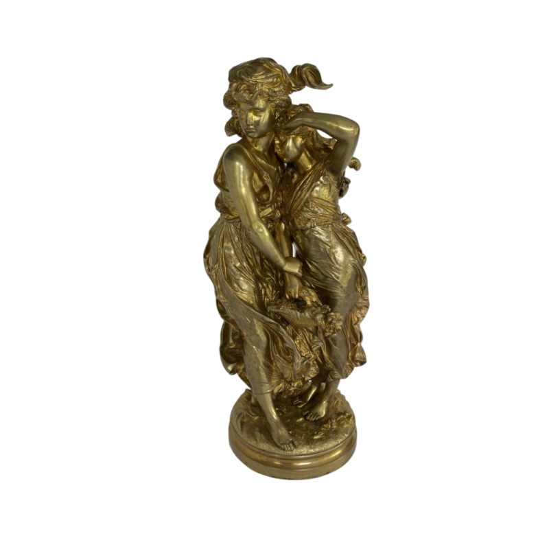 Hippolyte François Moreau, bronzen sculptuur van jonge vrouwen, romantiek eind 19e eeuw