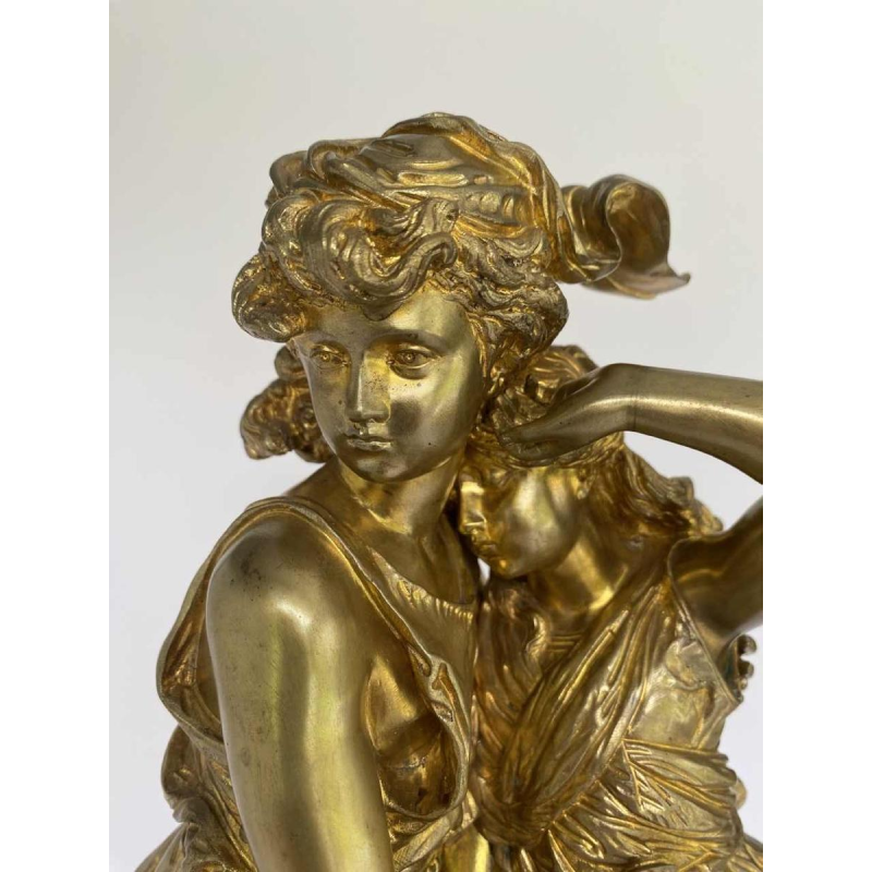 Hippolyte François Moreau, bronzen sculptuur van jonge vrouwen, romantiek eind 19e eeuw