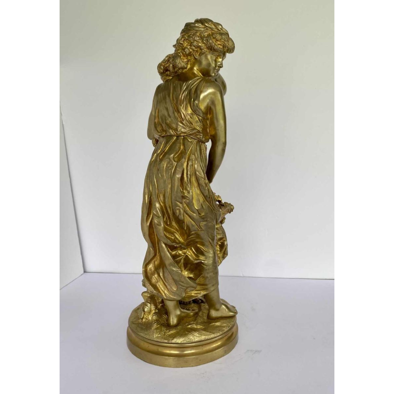 Hippolyte François Moreau, bronzen sculptuur van jonge vrouwen, romantiek eind 19e eeuw