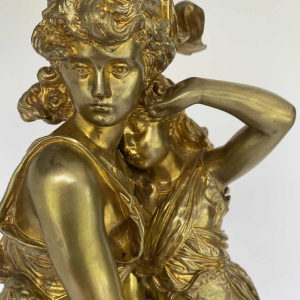 Hippolyte François Moreau, bronzen sculptuur van jonge vrouwen, romantiek eind 19e eeuw