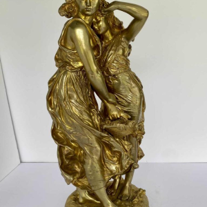 Hippolyte François Moreau, bronzen sculptuur van jonge vrouwen, romantiek eind 19e eeuw