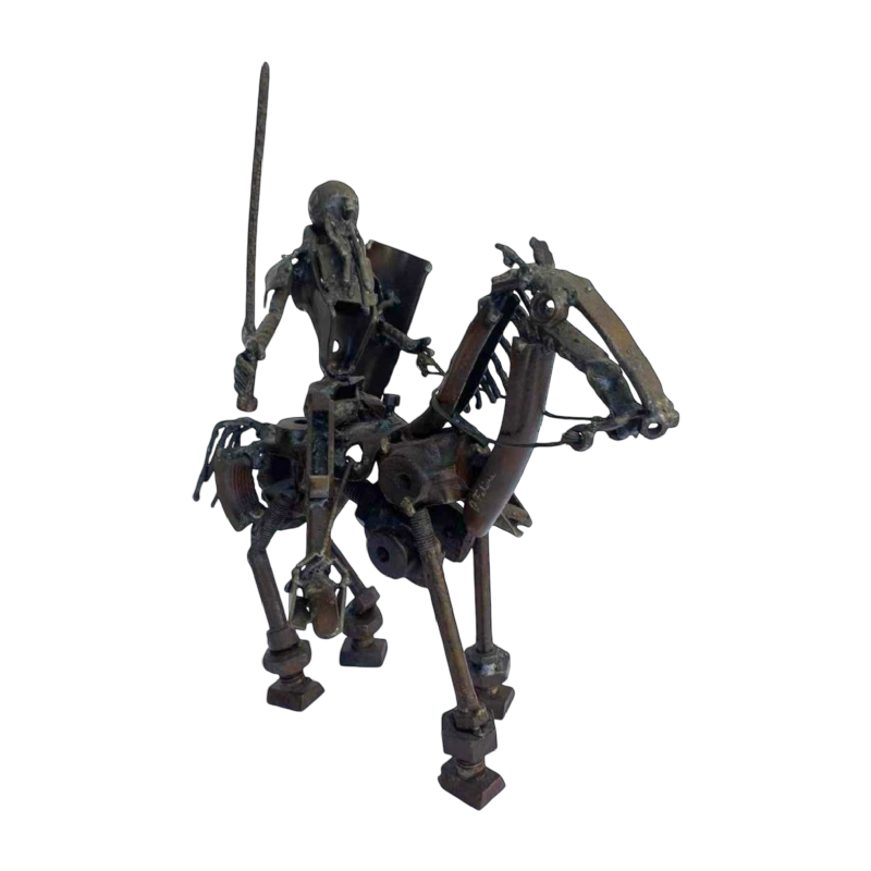 Gilles Motte (dit Falisse) " Le chevalier " sculpture assemblage d'acier