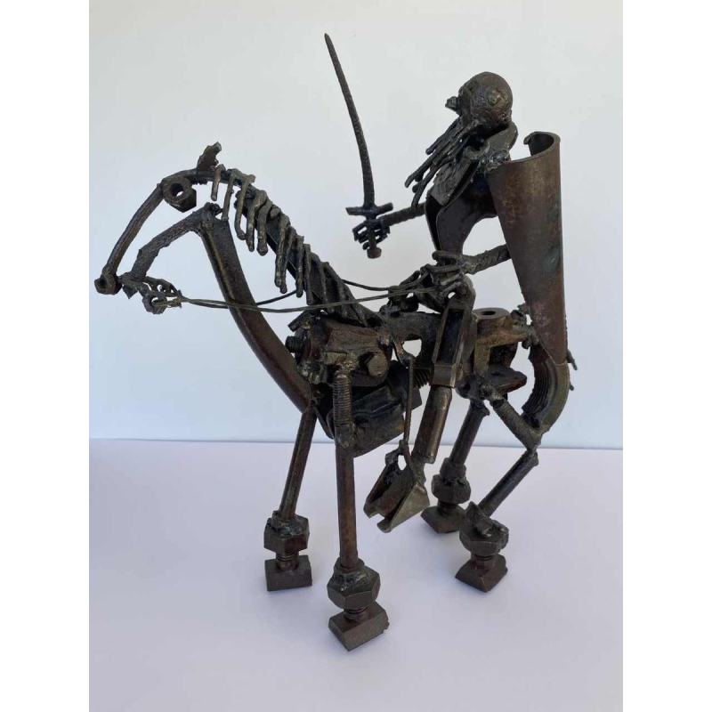 Gilles Motte (dit Falisse) " Le chevalier " sculpture assemblage d'acier
