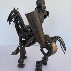 Gilles Motte (dit Falisse) " Le chevalier " sculpture assemblage d'acier