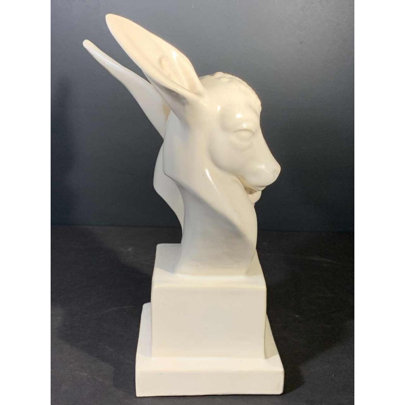 G.H. LAURENT, Art Deco Dieren Gebarsten Keramiek Sculptuur, Doe & Reekalf, 1930s