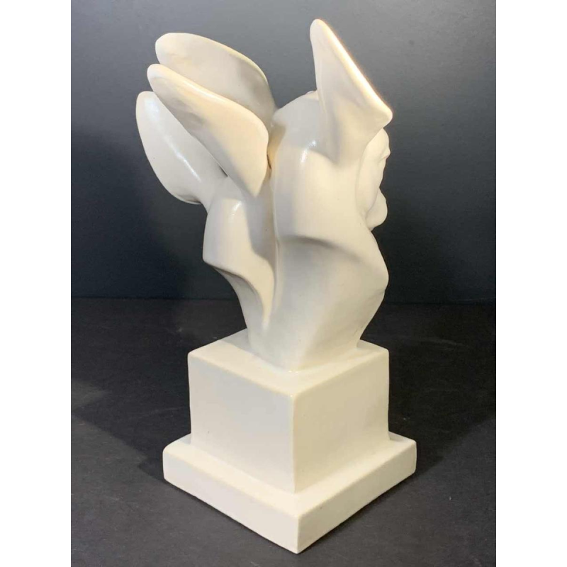 G.H. LAURENT, Art Deco Dieren Gebarsten Keramiek Sculptuur, Doe & Reekalf, 1930s