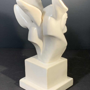 G.H. LAURENT, Sculpture Animalière Art Déco Céramique Craquelée Biche Faon 1930s