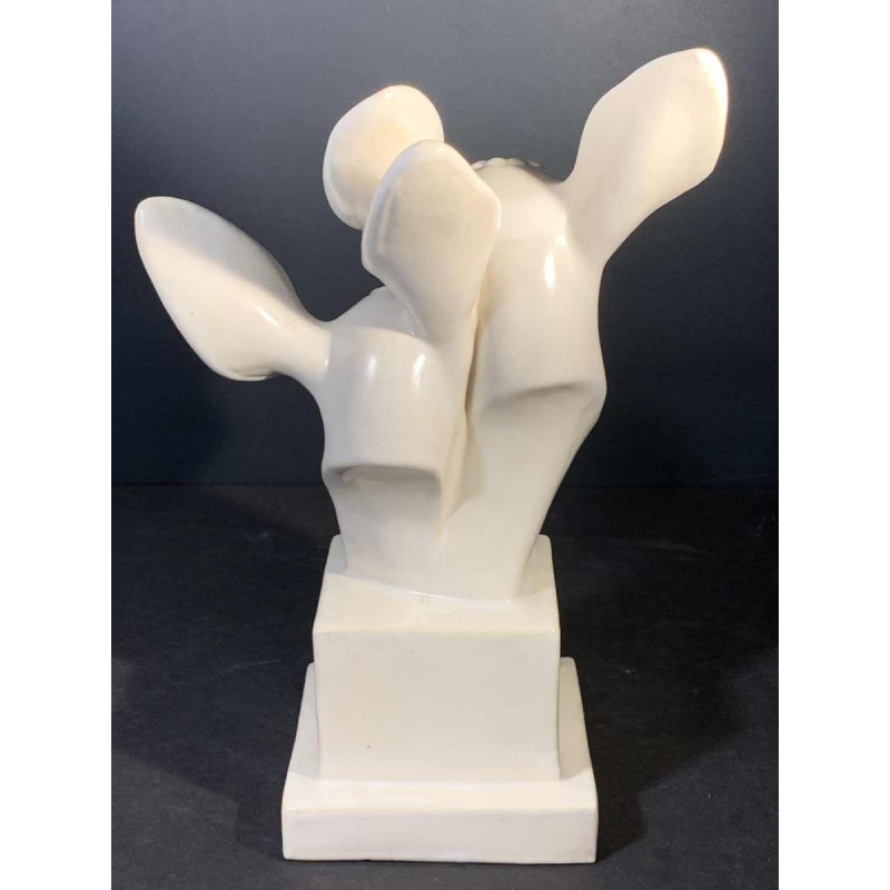G.H. LAURENT, Art Deco Dieren Gebarsten Keramiek Sculptuur, Doe & Reekalf, 1930s