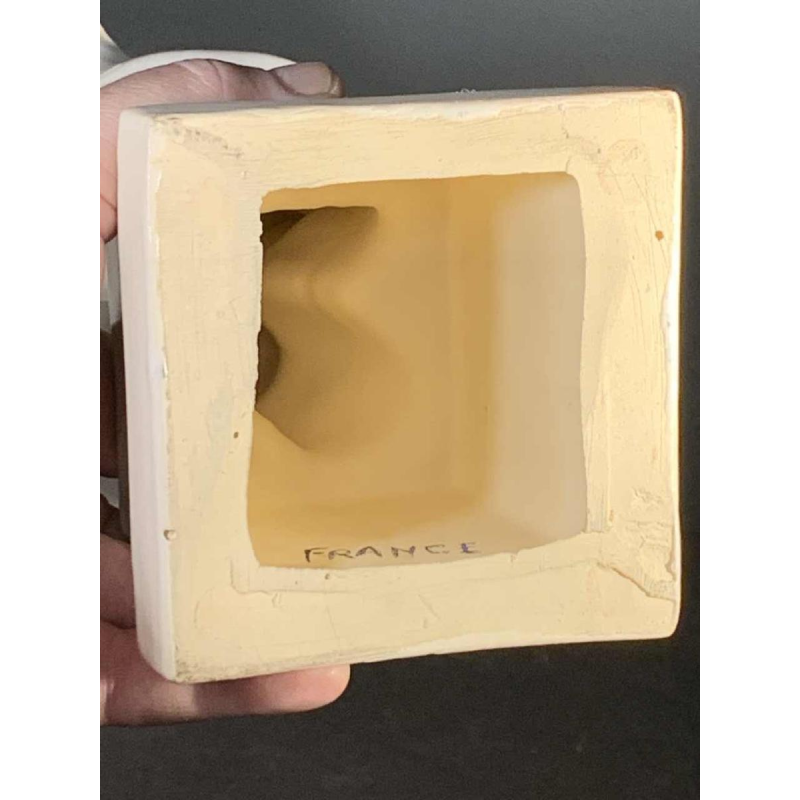 G.H. LAURENT, White Animal Sculpture Art Deco Ceramic Crackle Doe & Fawn 1930s