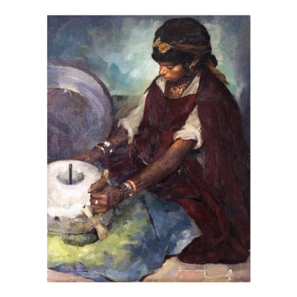 Max Leon Moreau 'Young woman on a lathe' orientalist painting