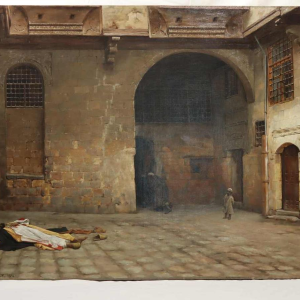 Karel OOMS 'Arab settlement' orientalist painting oil on canvas, 1894