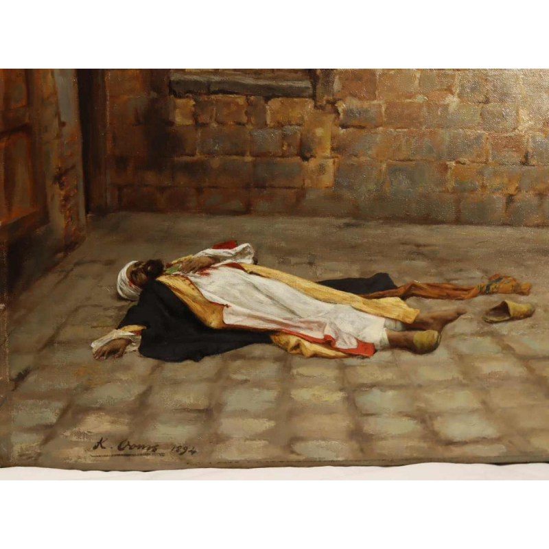 Karel OOMS 'Arab settlement' orientalist painting oil on canvas, 1894