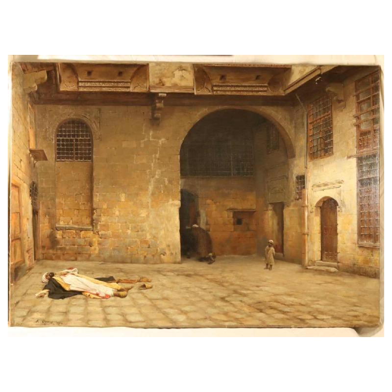 Karel OOMS 'Arab settlement' orientalist painting oil on canvas, 1894