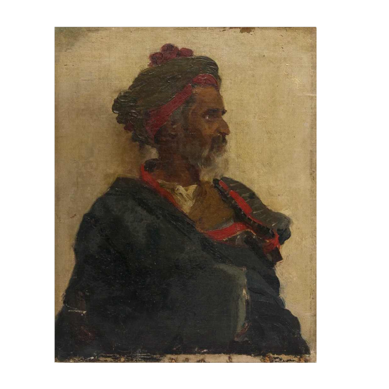Emile Charles Wauters "Homme du Moyen-Orient" tableau portait orientaliste