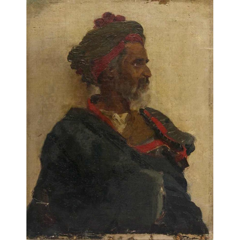 Emile Charles Wauters "Homme du Moyen-Orient" tableau portait orientaliste
