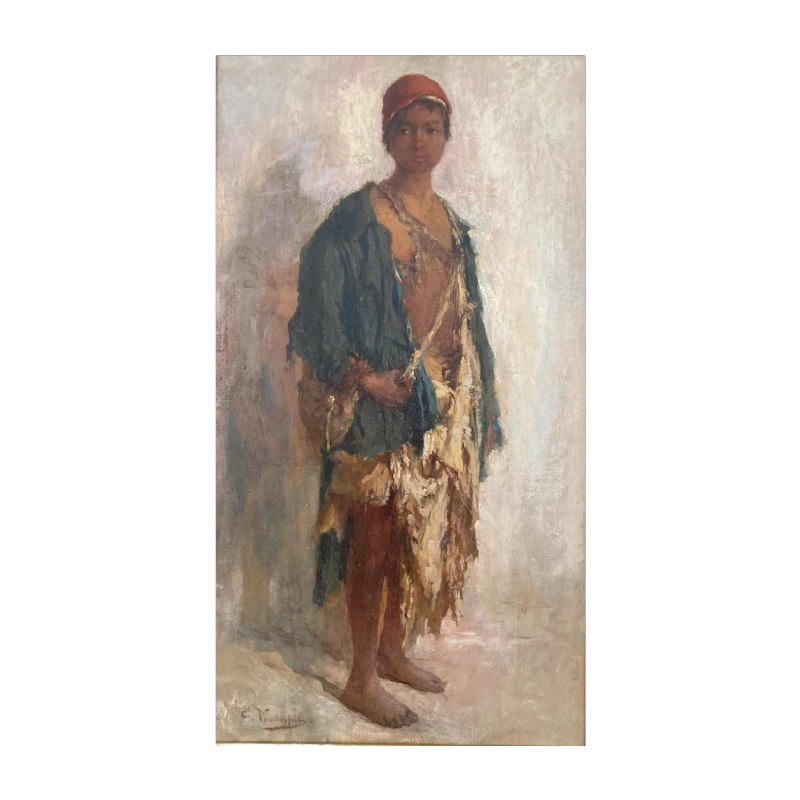 Edouard Verschaffelt 'Young Algerian boy' Orientalist painting