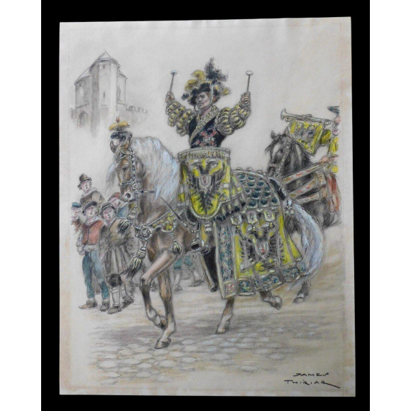 THIRIAR James – drawing – pencil and watercolor on paper, early 20th century