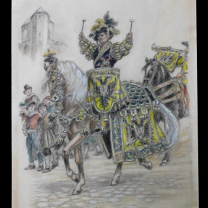 THIRIAR James – drawing – pencil and watercolor on paper, early 20th century