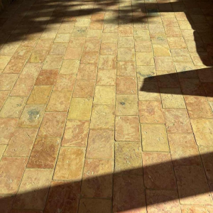 Old terracotta floor tiles "tomettes", 18th century