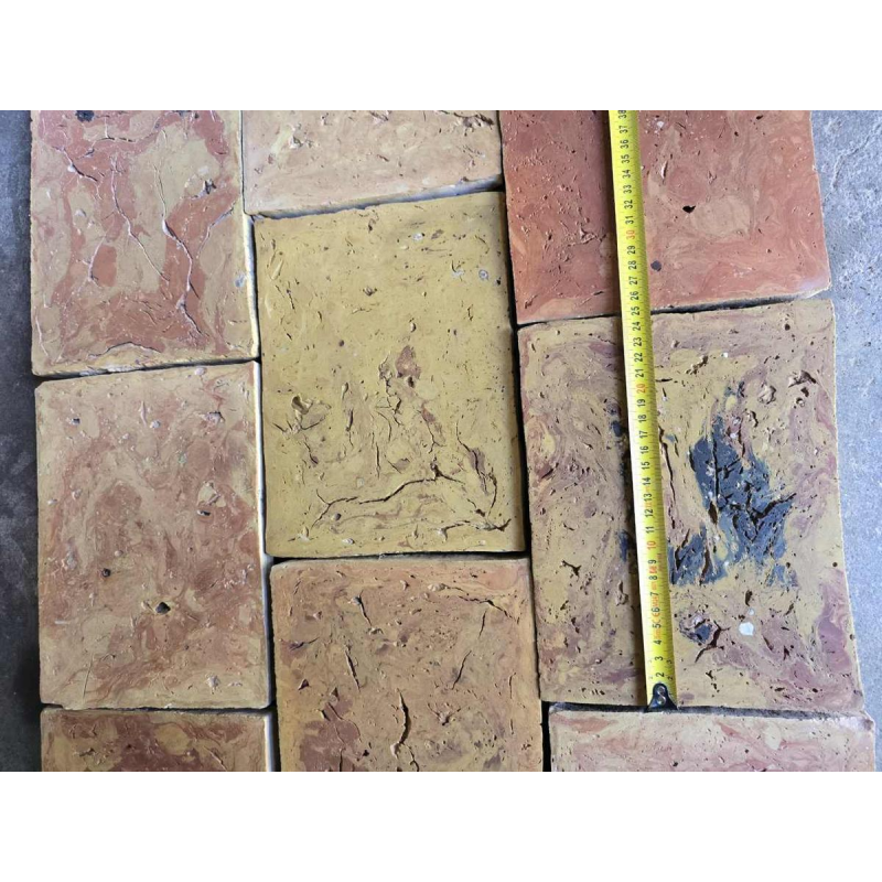 Old terracotta floor tiles "tomettes", 18th century