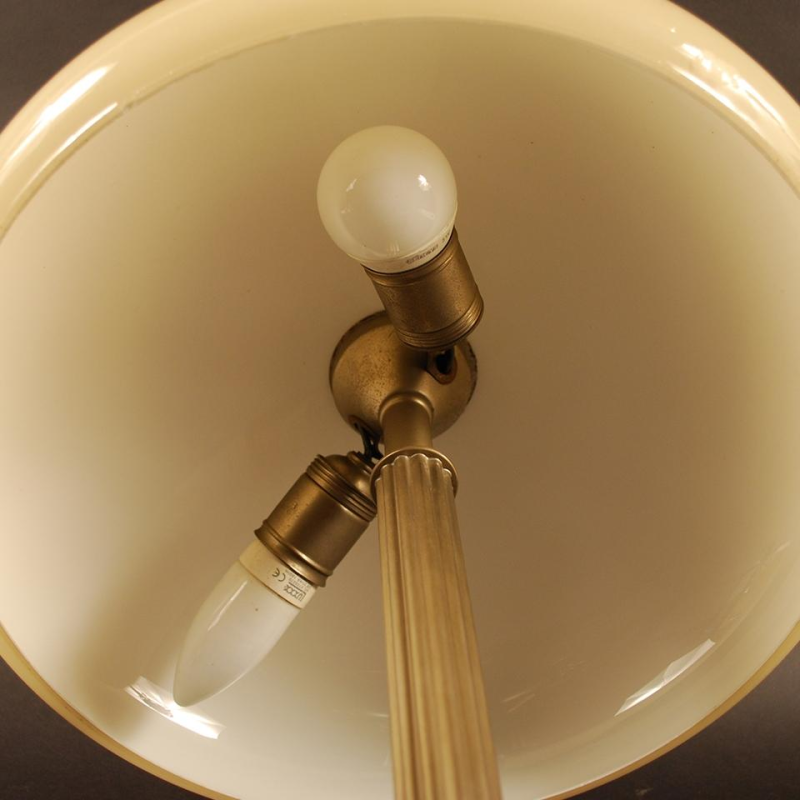 Art Deco table lamp, ball base, steel, nickel-plated metal and opaline, ca 1930