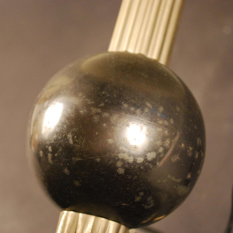 Art Deco table lamp, ball base, steel, nickel-plated metal and opaline, ca 1930
