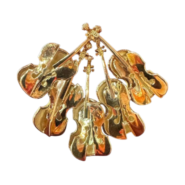 Arman, broche/hanger van goud, versierd met violen, nieuw realisme 20e eeuw