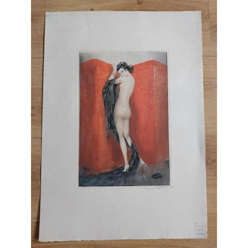 Louis ICART “Rode kamerscherm“ ets / aquatint op papier, 1933