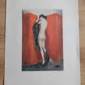 Louis ICART “Paravent rouge“ eau forte / aquatinte sur papier, 1933