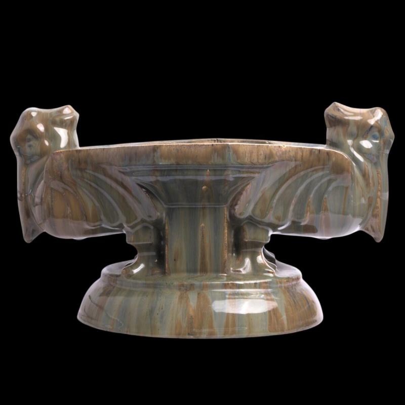 Roger Guérin, stoneware planter with stylized pelicans, early 20th century