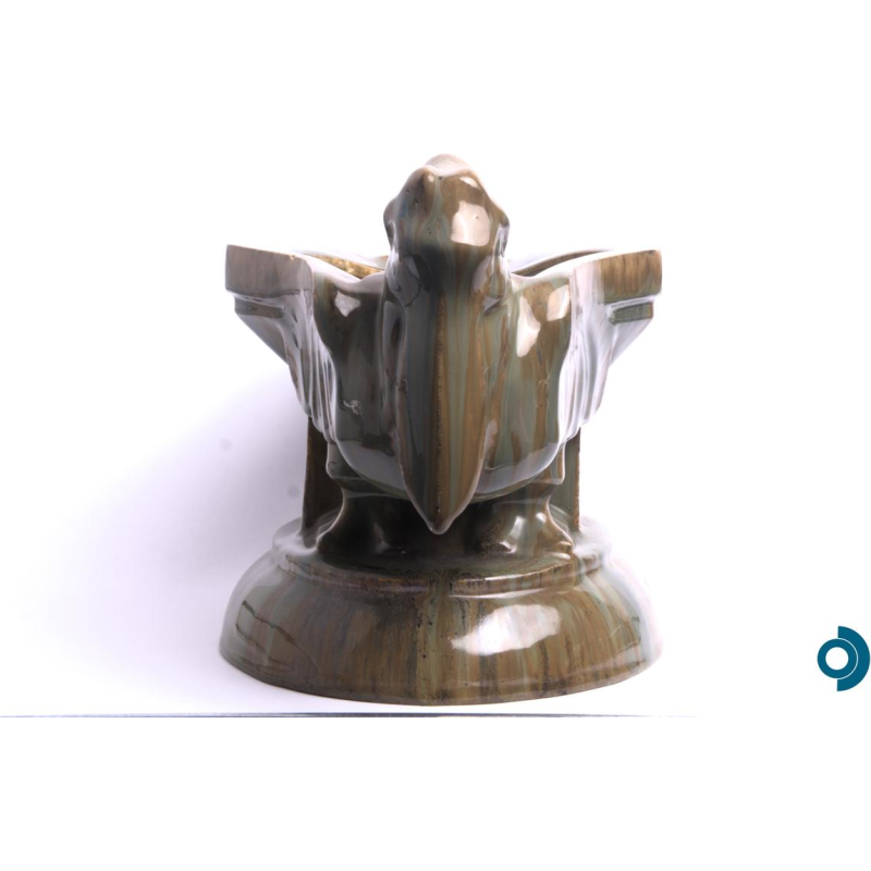 Roger Guérin, stoneware planter with stylized pelicans, early 20th century