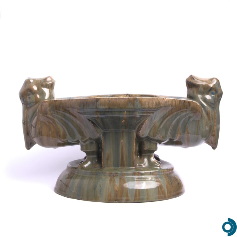 Roger Guérin, steengoed bloembak met gestileerde pelikanen, begin 20e eeuw