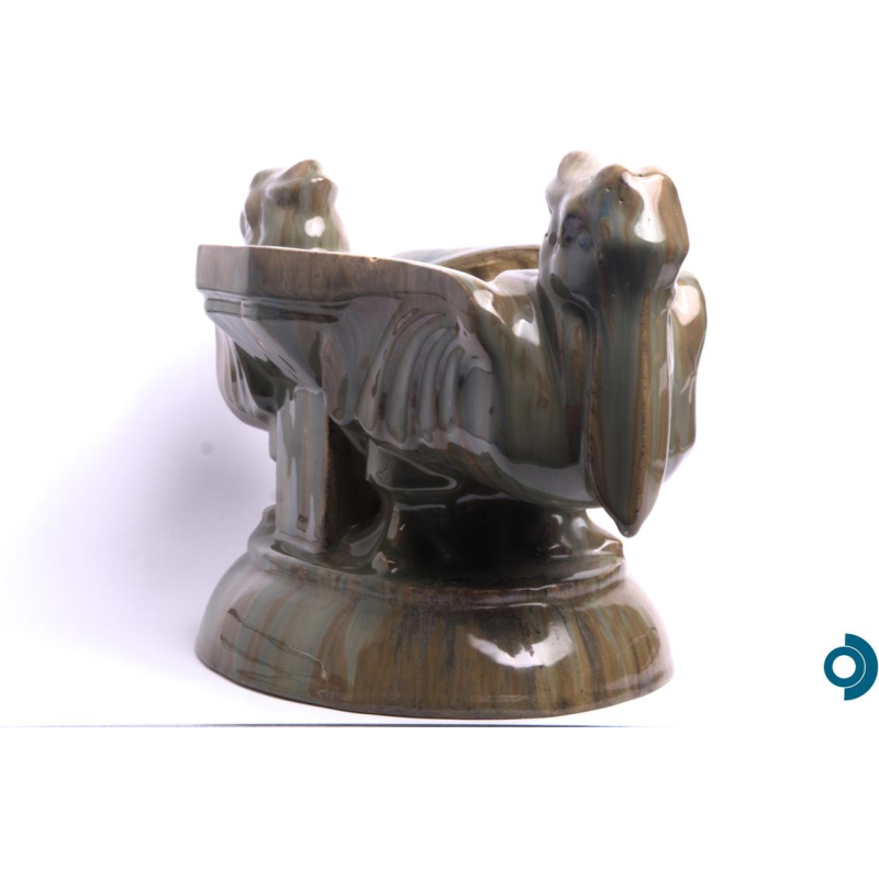 Roger Guérin, stoneware planter with stylized pelicans, early 20th century