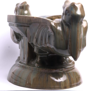 Roger Guérin, stoneware planter with stylized pelicans, early 20th century